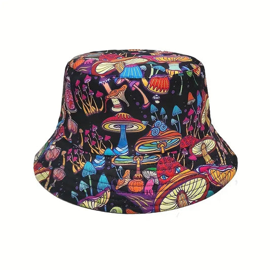 Mushroom Print Reversible Bucket Hat