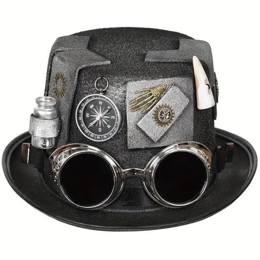 Steampunk Hat With Silver Compass