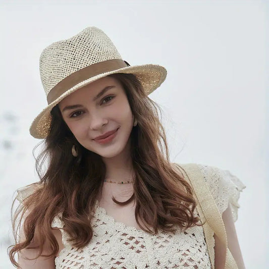 Elegant British Style Straw Fedora