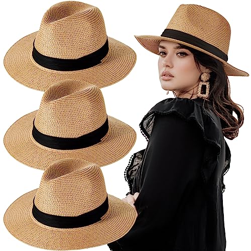 Summer Panama Hat Foldable Packable Beach Hats Wide Brim